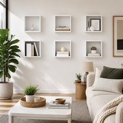 Sturdy White Wall Cube Shelves Set of 6