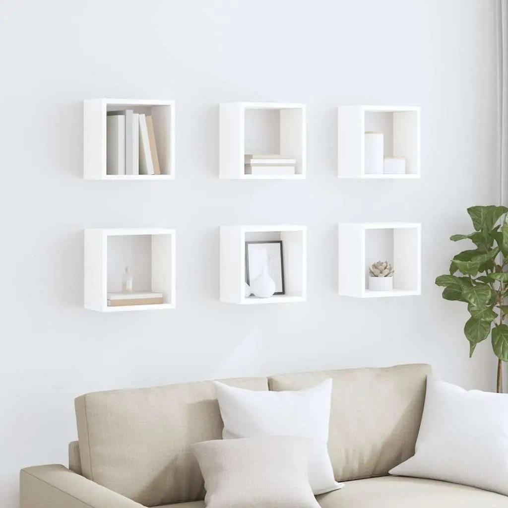 White Wall Cube Shelves Set of 6