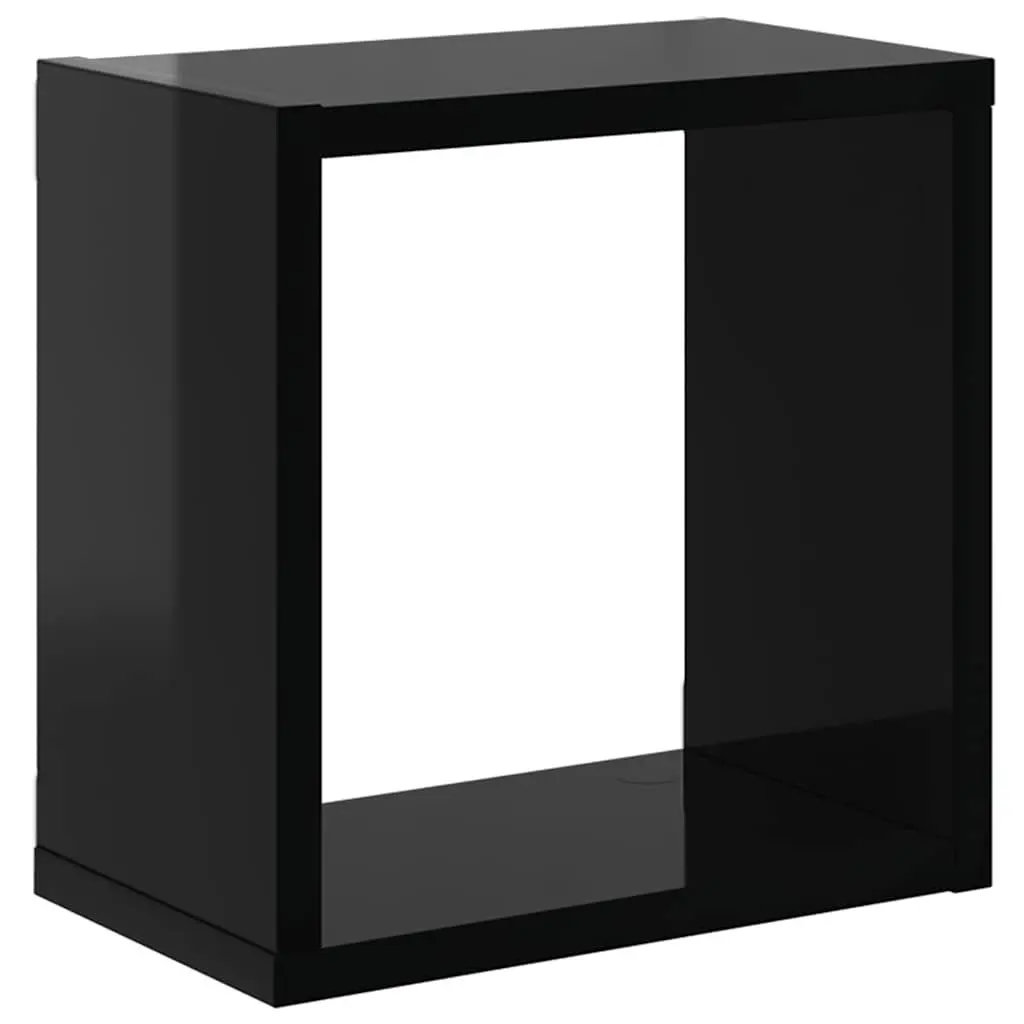 Wall Cube Shelves 2 Pcs Black Floating Display Storage Bedroom Living Room