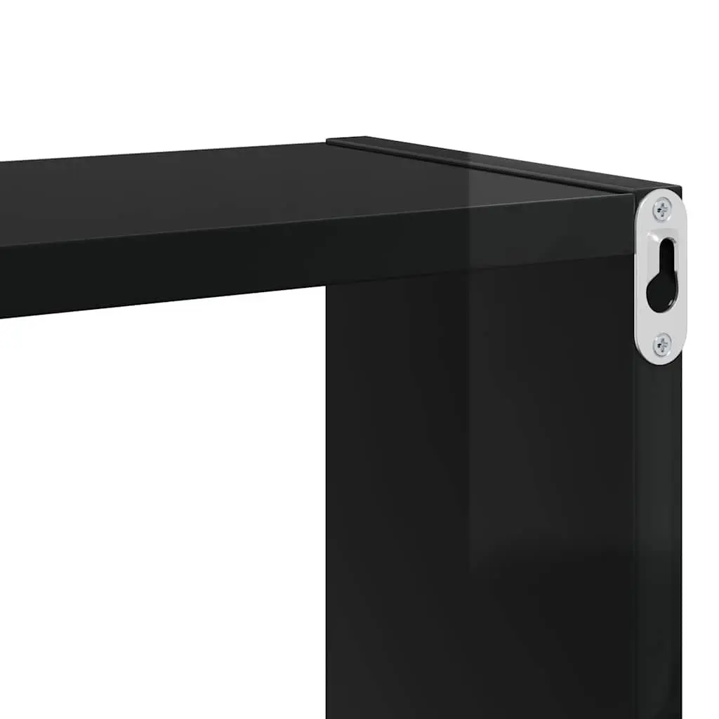 Wall Cube Shelves 2 Pcs Black Floating Display Storage Bedroom Living Room