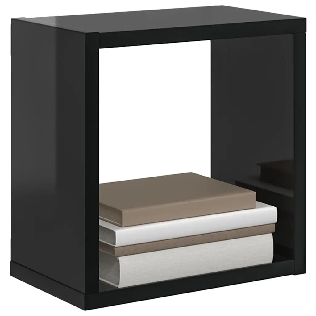 Wall Cube Shelves 2 Pcs Black Floating Display Storage Bedroom Living Room