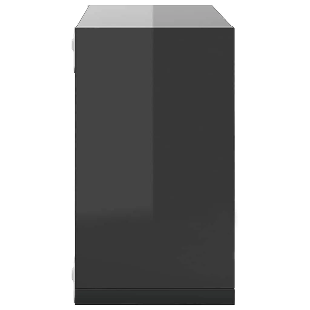 Wall Cube Shelves 2 pcs Grey Floating Storage Display Organizer 26x15x26 cm