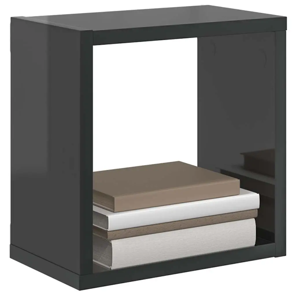 Wall Cube Shelves 4 Pieces Grey Floating Storage Display Home Decor Organizer