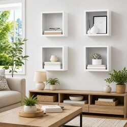 Sturdy Floating Cube Shelves Set of 4 for Home Decor