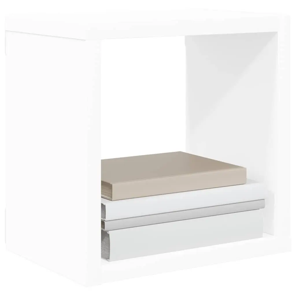 Set of 6 White Floating Wall Cube Shelves