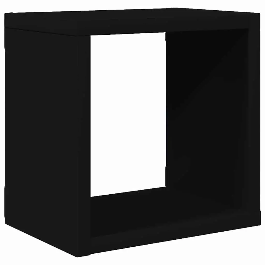 Wall Cube Shelves 4 Pieces Black Floating Storage Display Hanging Organizer