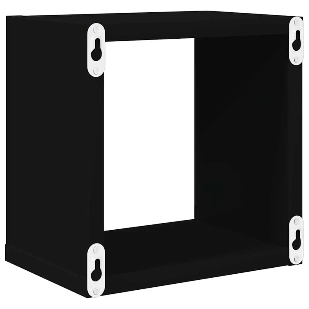Black Floating Wall Cube Shelves Set of 6
