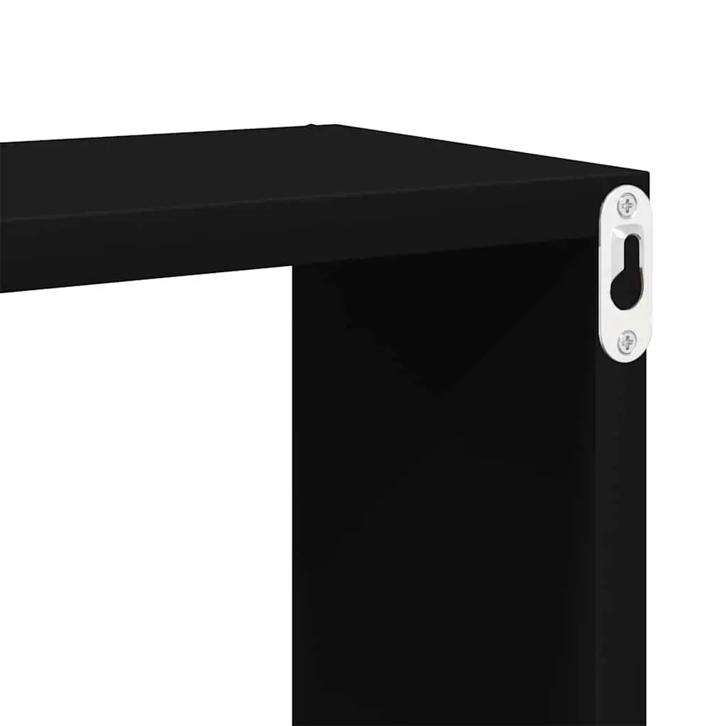Black Floating Wall Cube Shelves Set of 6