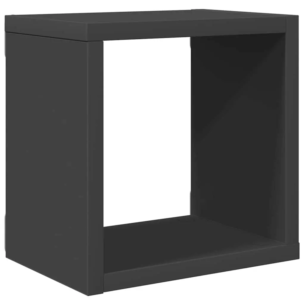 4-Piece Grey Floating Wall Cube Shelf Set for Storage