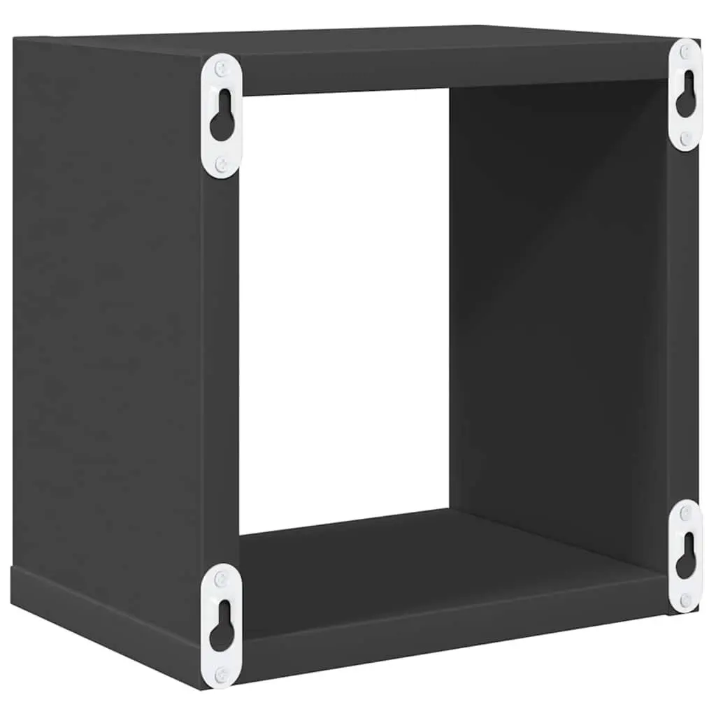 4-Piece Grey Floating Wall Cube Shelf Set for Storage