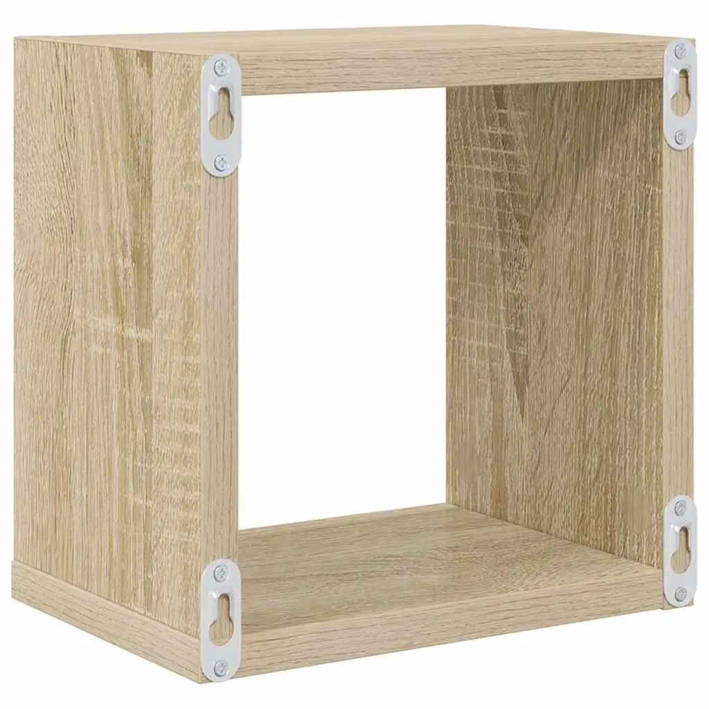 Wall Cube Shelves 4 Piece Set Brown Floating Storage Display Home Decor