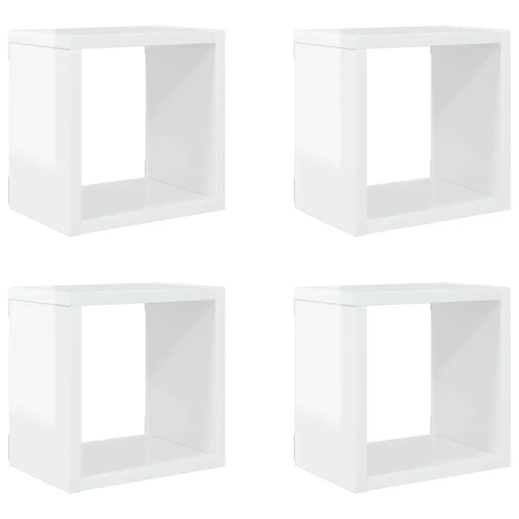 Wall Cube Shelves 4 Piece Set White Floating Storage Display Organiser Home