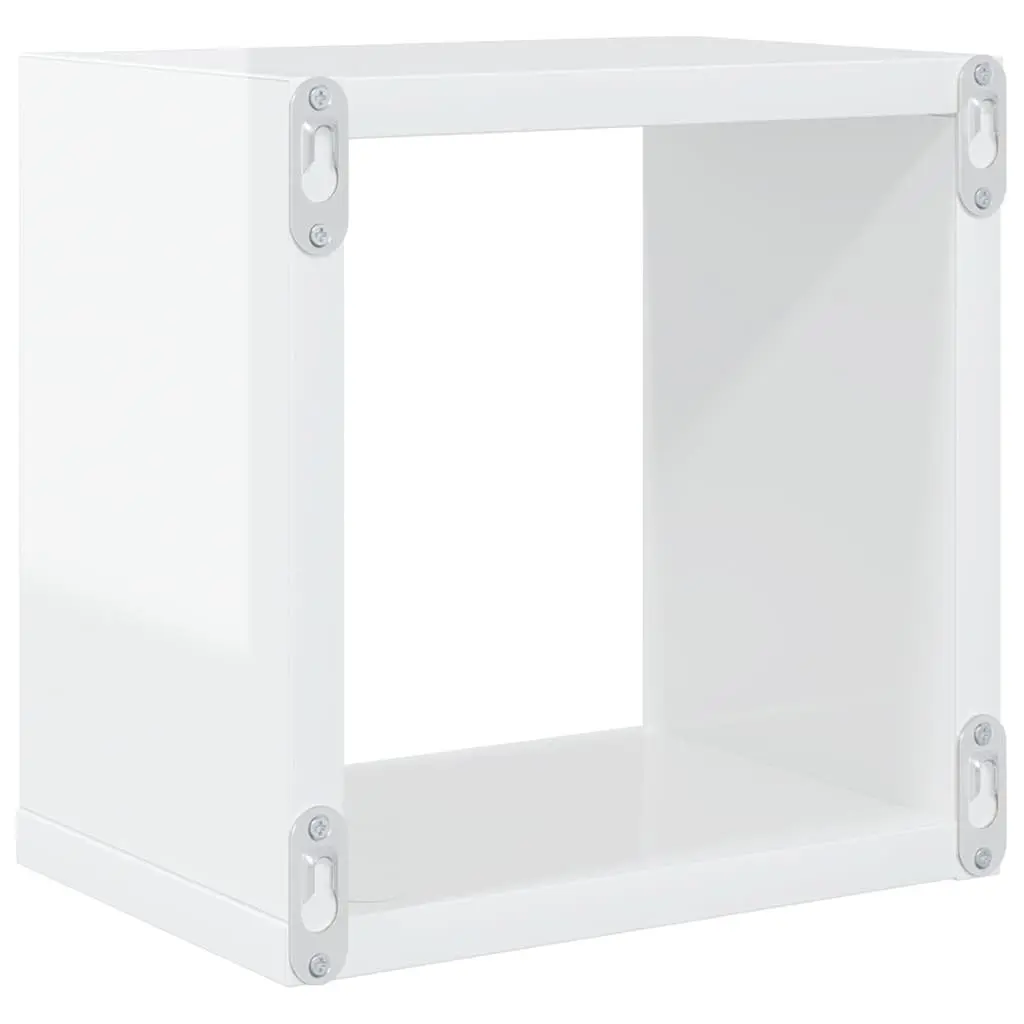 White Floating Cube Shelves Set of 6