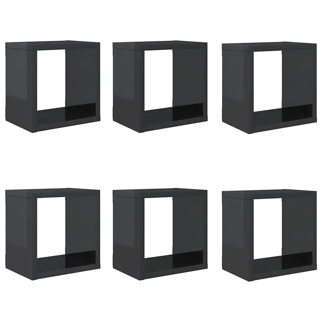Grey Wall Cube Shelves 6 Piece Set