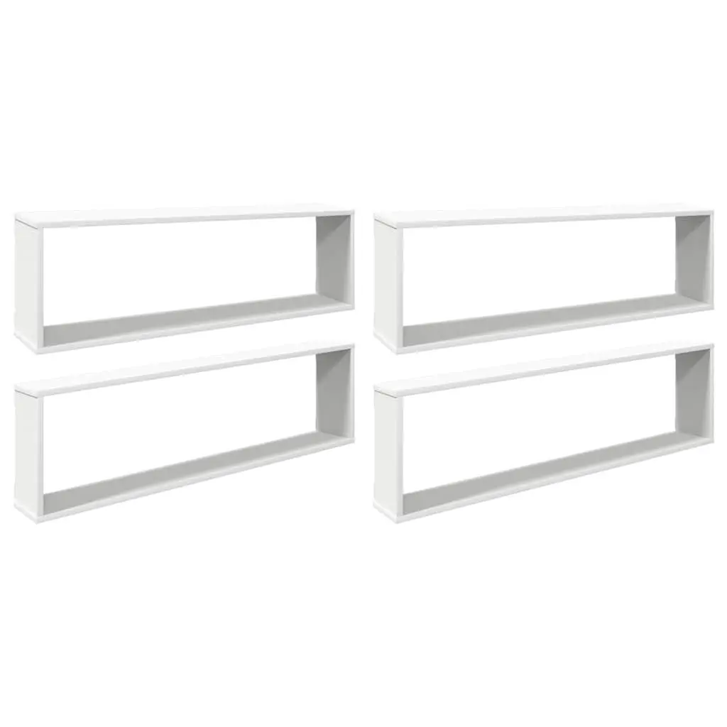 Wall Cube Shelves Engineered Wood 100 x 15 x 30 cm White 4 Piece