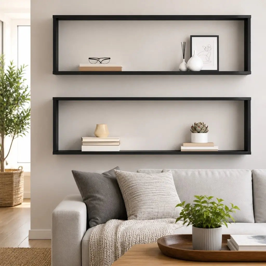 Wall Cube Shelves Engineered Wood 100x15x30 cm Grey 2 Piece Display Storage Floating Shelving Unit