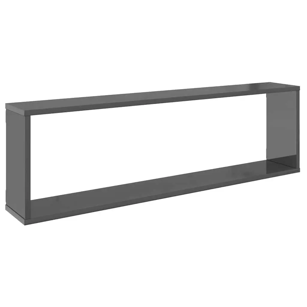Wall Cube Shelves Engineered Wood 100x15x30 cm Grey 2 Piece Display Storage Floating Shelving Unit