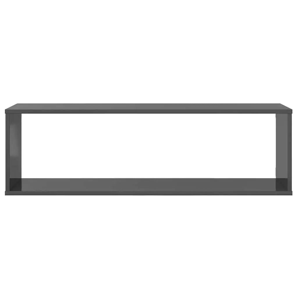 Wall Cube Shelves Engineered Wood 100x15x30 cm Grey 2 Piece Display Storage Floating Shelving Unit