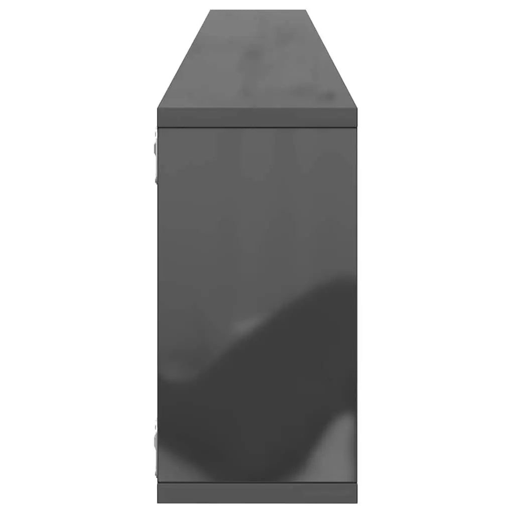 Wall Cube Shelves Engineered Wood 100x15x30 cm Grey 2 Piece Display Storage Floating Shelving Unit