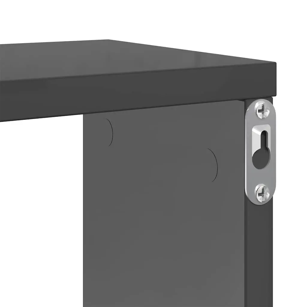 Wall Cube Shelves Engineered Wood 100x15x30 cm Grey 2 Piece Display Storage Floating Shelving Unit