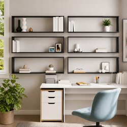 Grey Wall Cube Shelves Set of 6 for Display and Storage
