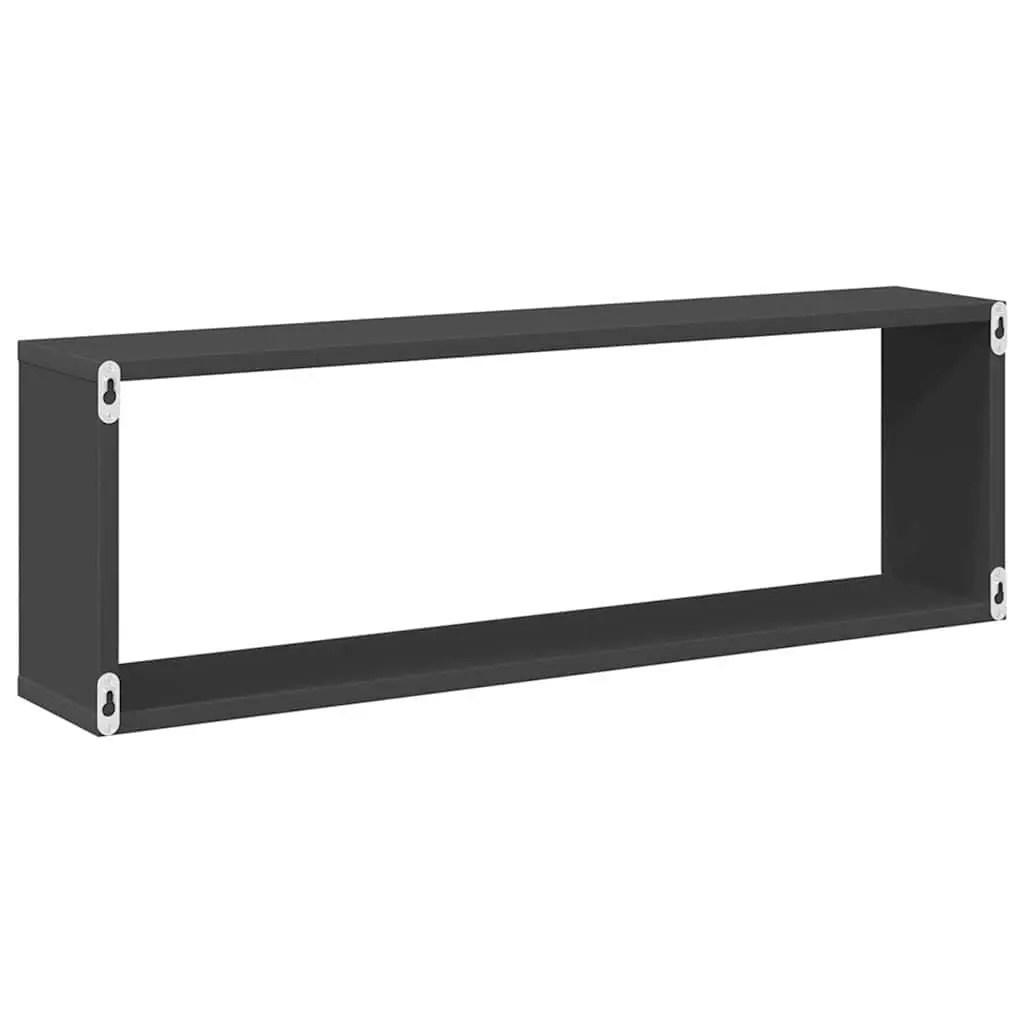 Wall Cube Shelves 2 pcs Grey 80x15x26.5 cm Display Storage Floating Shelving