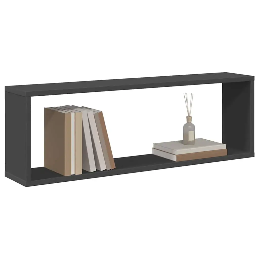 Wall Cube Shelves 2 pcs Grey 80x15x26.5 cm Display Storage Floating Shelving