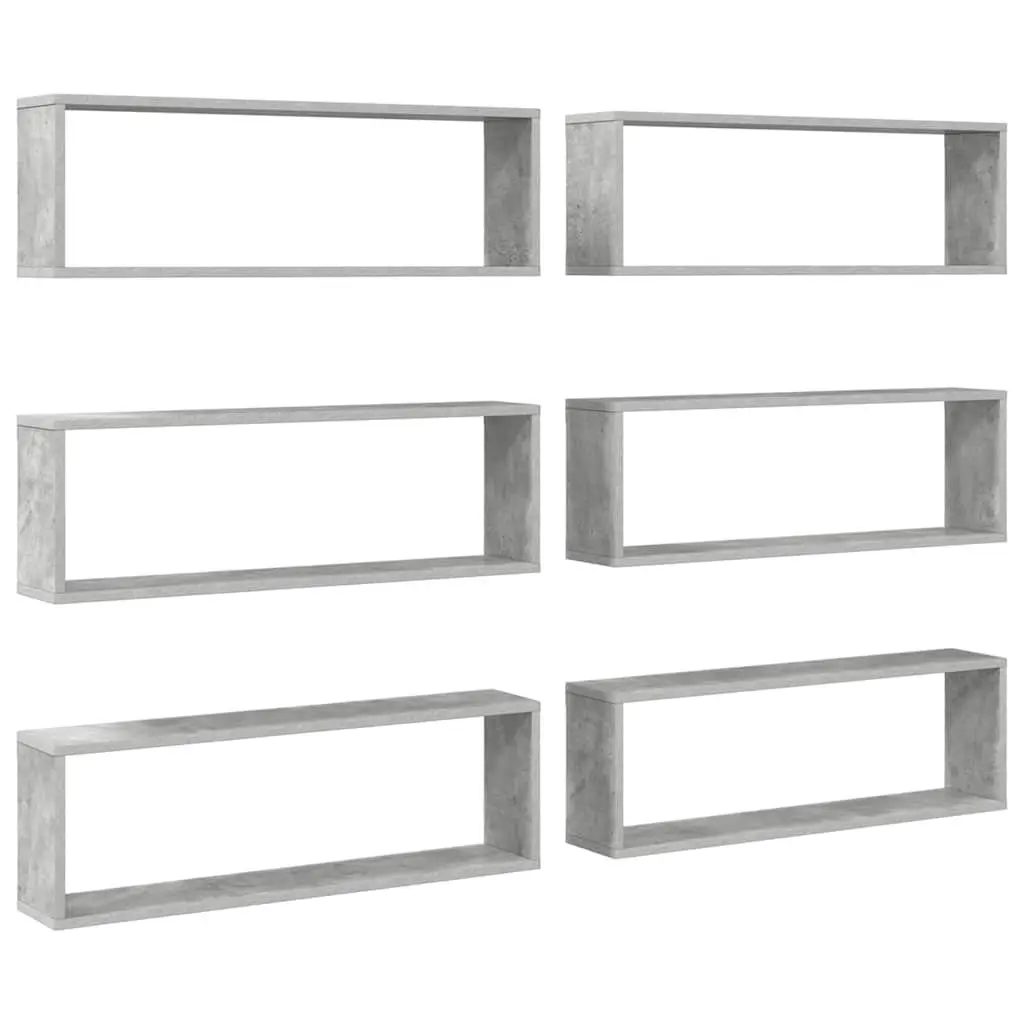 Wall Cube Shelves Engineered Wood 80 x 15 x 26.5 cm Grey Set 6
