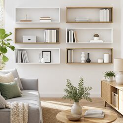 Premium 6-Piece Wall Cube Shelves in White Sonoma Oak