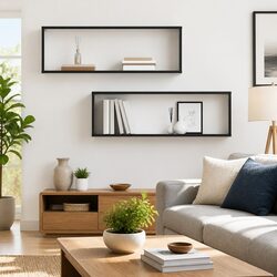 Wall Cube Shelves 2 pcs Grey Display Storage Floating Shelving Unit Home Decor