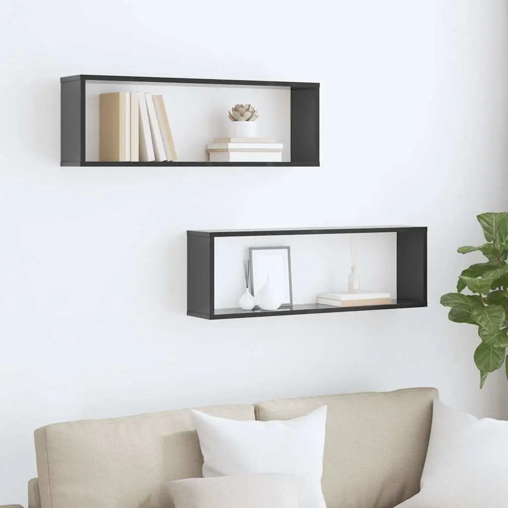 Grey Cube Shelves Set for Display and Storage