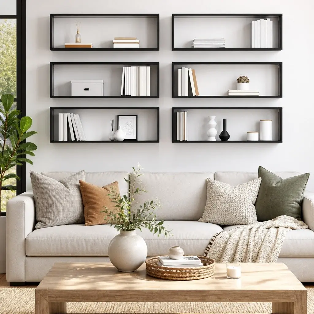 Wall Cube Shelves Engineered Wood 80 x 15 x 26.5 cm Grey 6 Piece Storage Display Floating Shelving Unit
