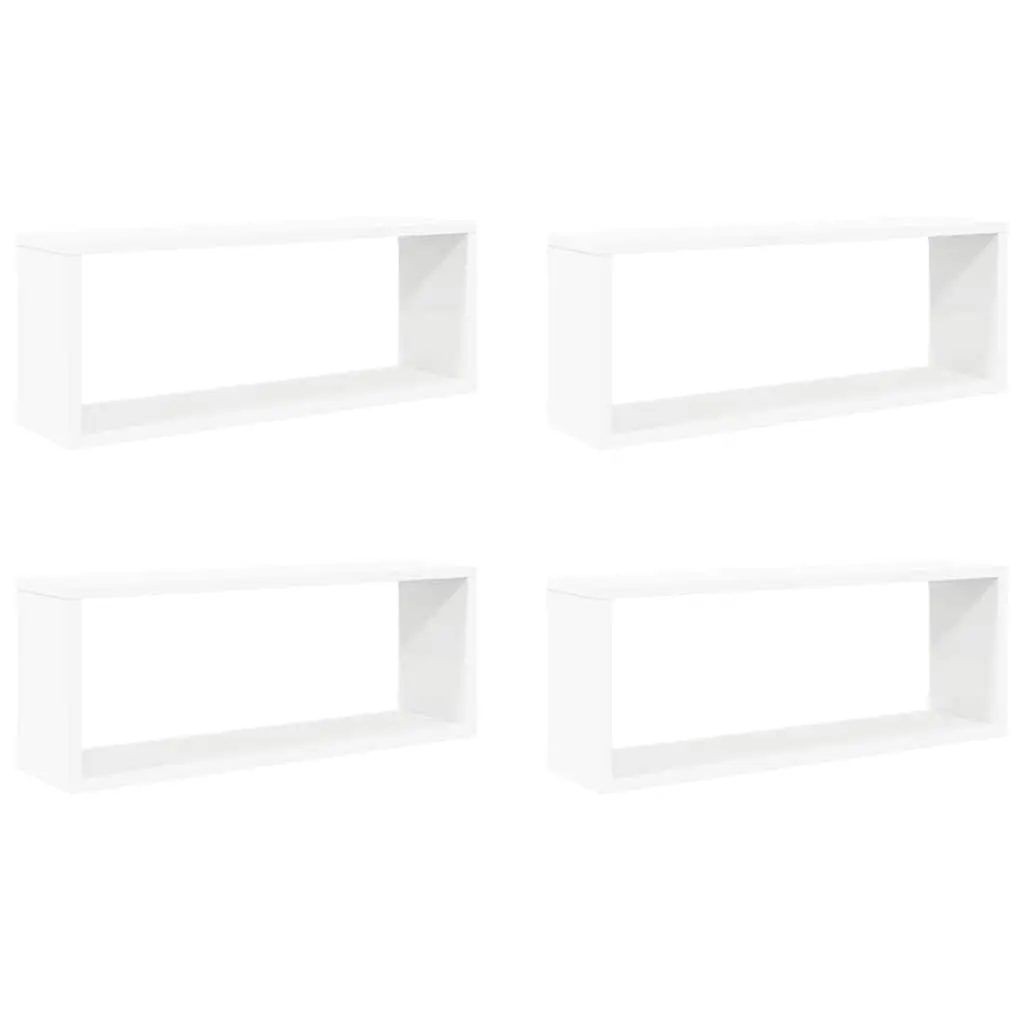 Wall Cube Shelves Engineered Wood 60 x 15 x 23 cm White 4 Piece