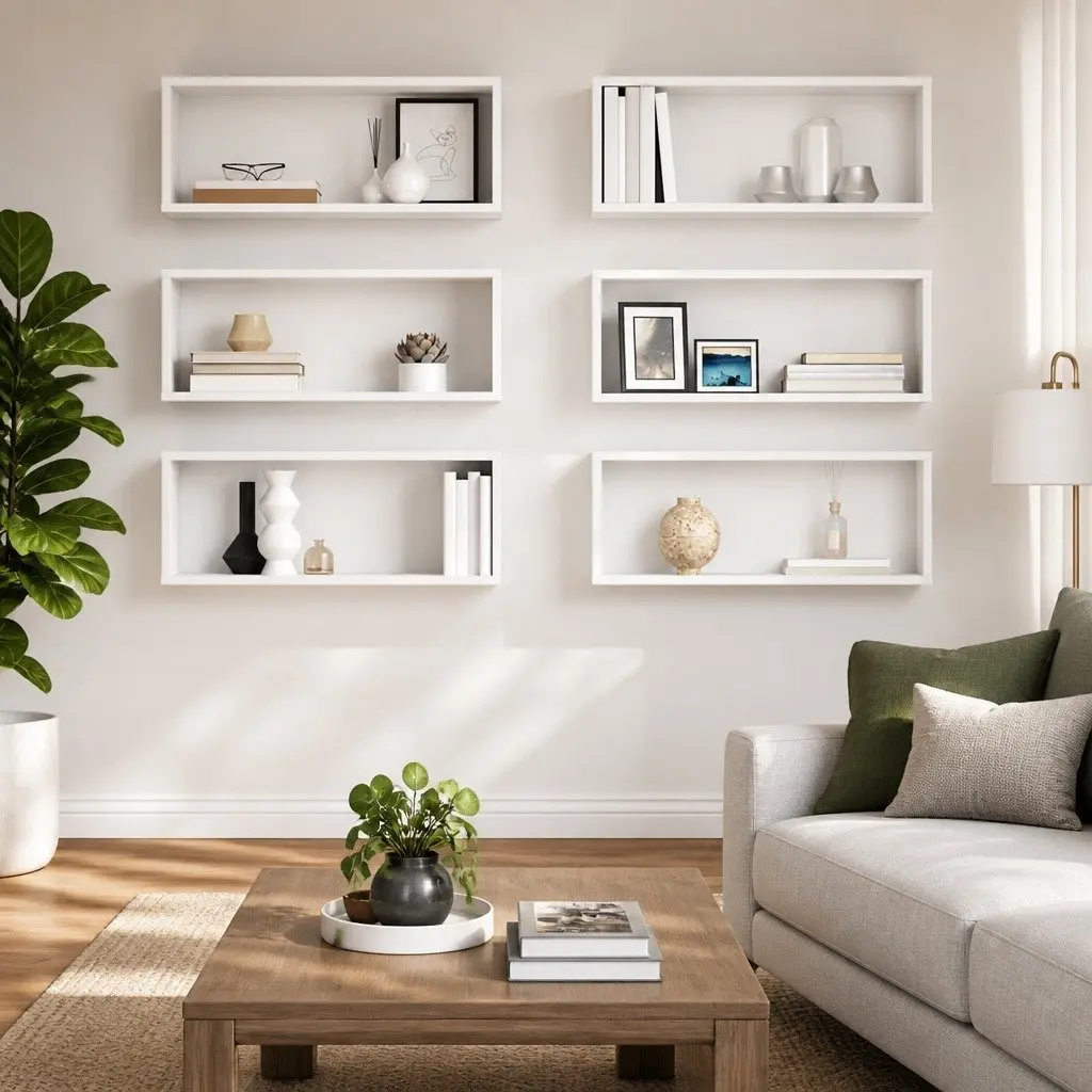 White Wall Cube Shelves 6 Piece Set