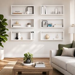 High-Quality White Wall Cube Shelves 6 Piece Set