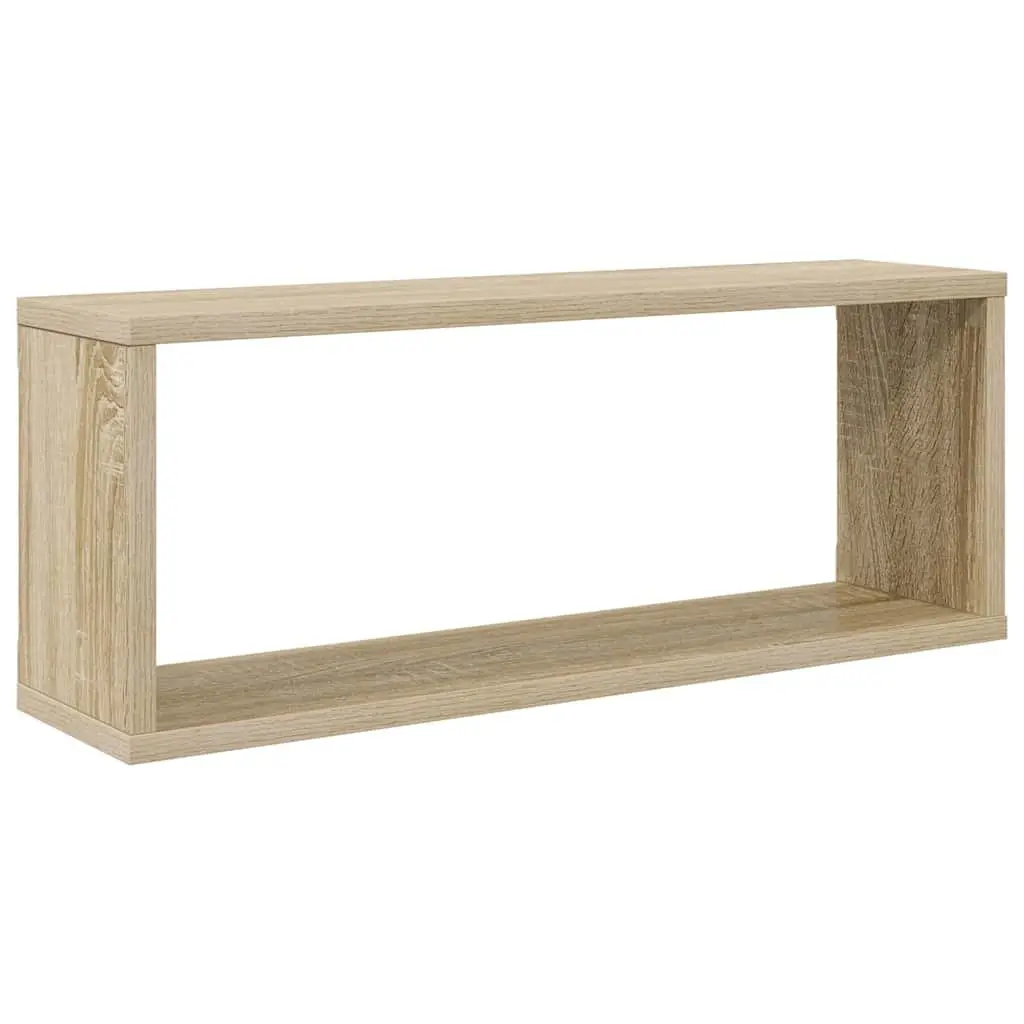 Wall Cube Shelves Engineered Wood 60W x 15D x 23H cm Brown