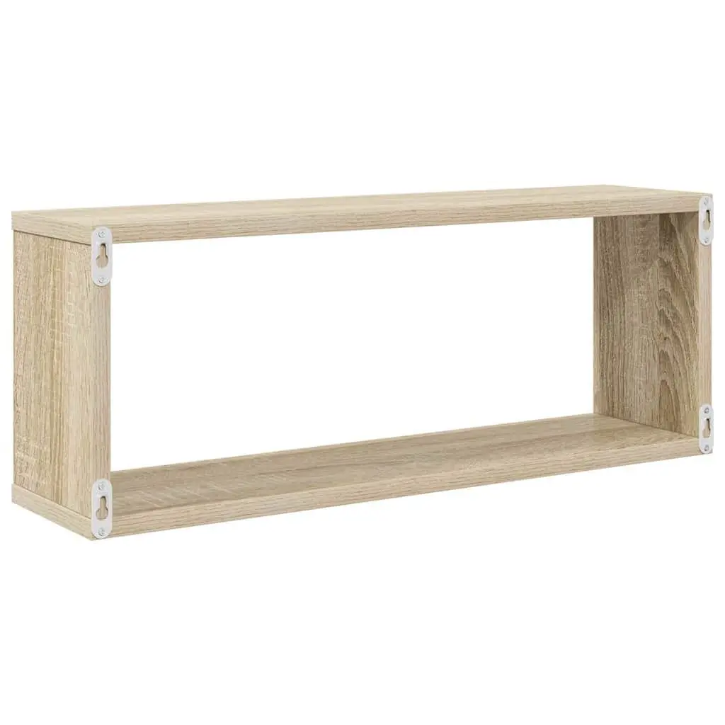 Wall Cube Shelves Engineered Wood 60W x 15D x 23H cm Brown