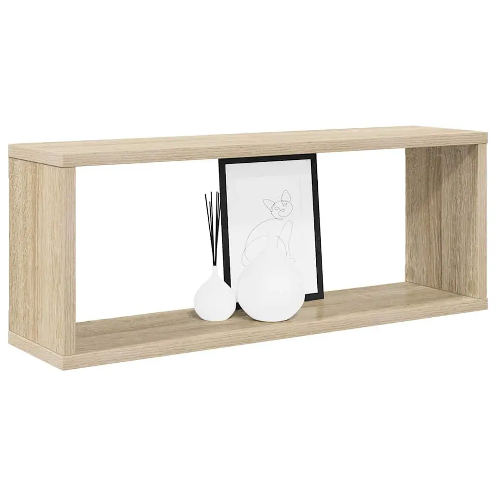 Wall Cube Shelves Engineered Wood 60W x 15D x 23H cm Brown