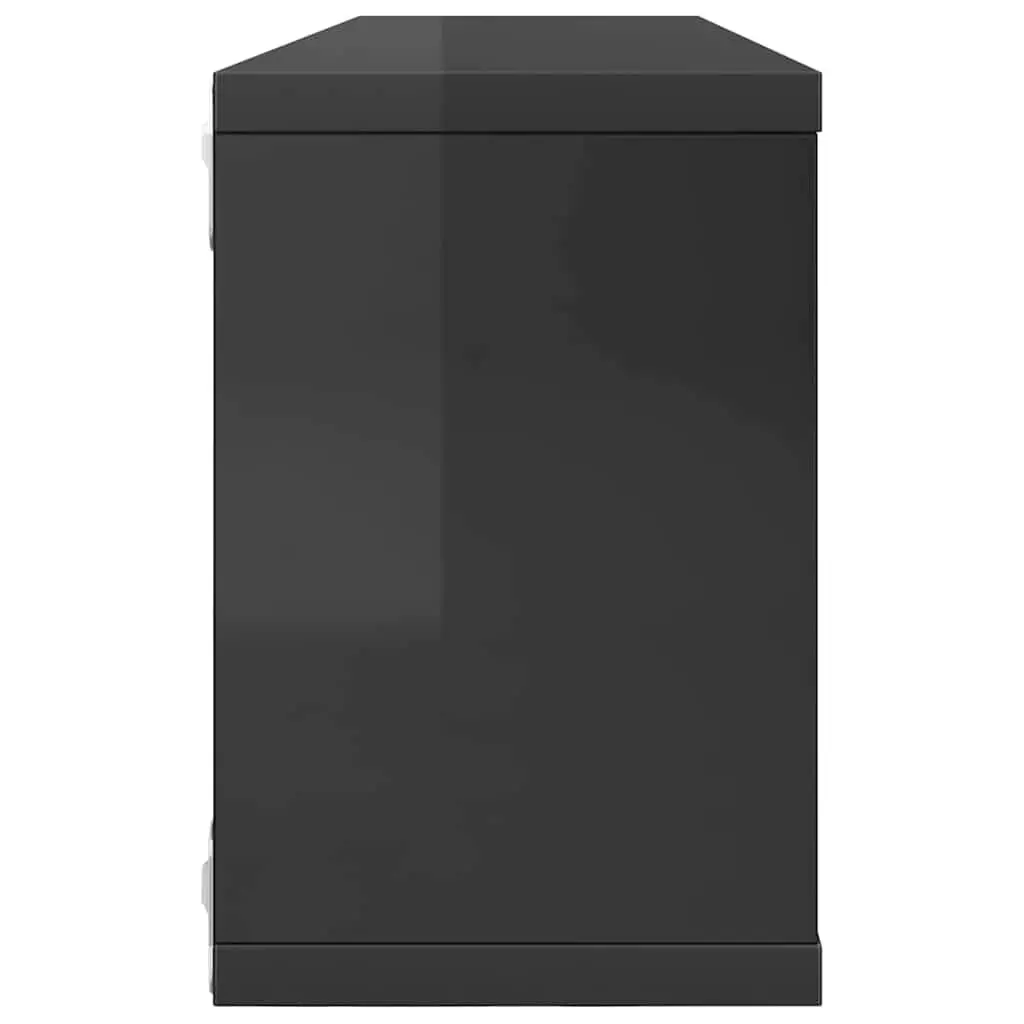 Wall Cube Shelves Grey Floating Storage Display Set of 2 Engineered Wood