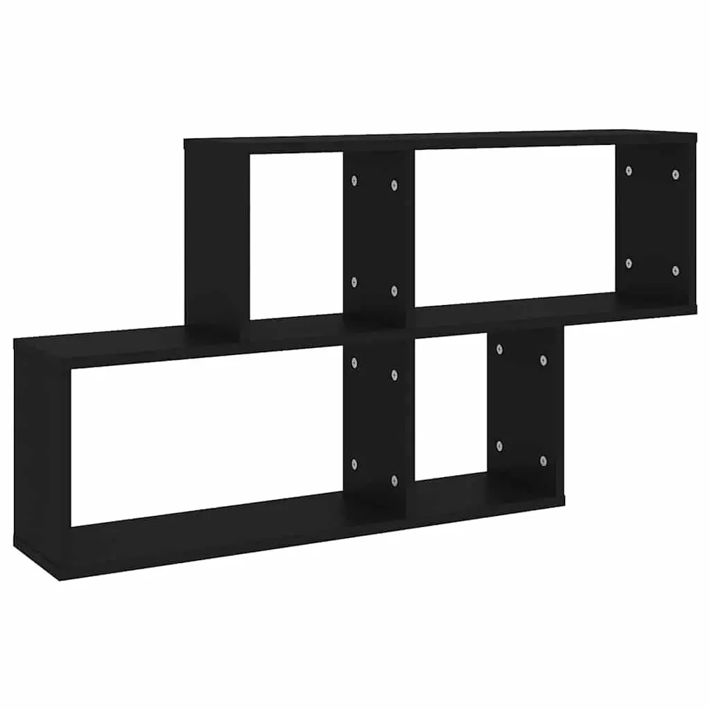 Black Floating Wall Shelf for Storage and Display