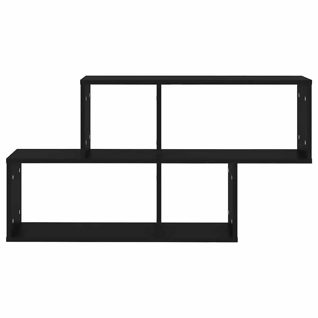 Black Floating Wall Shelf for Storage and Display