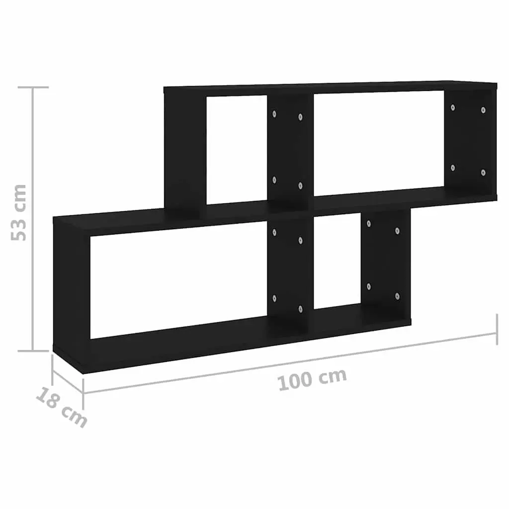 Black Floating Wall Shelf for Storage and Display
