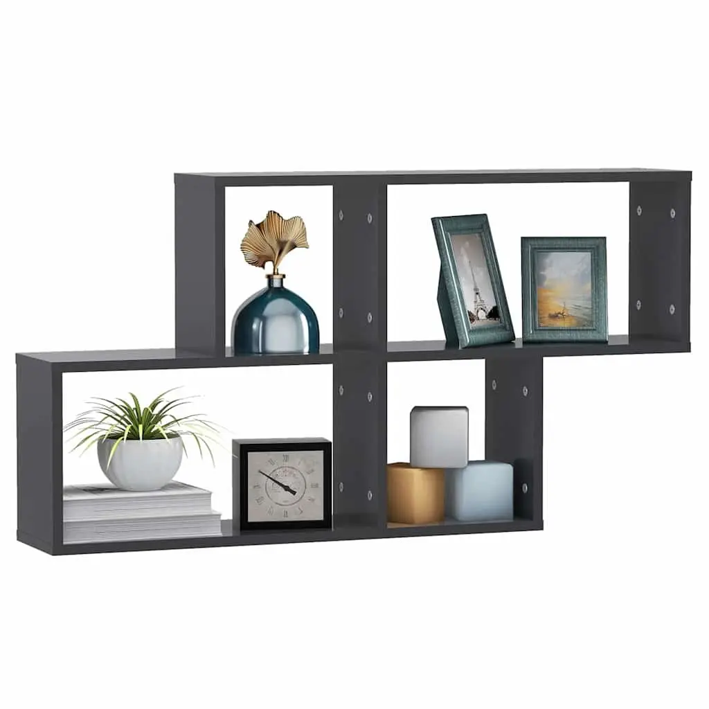 Grey Floating Wall Shelf for Displaying Decor