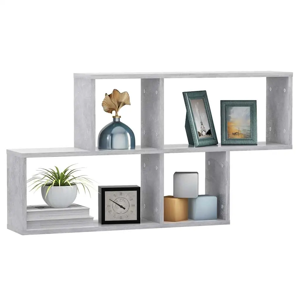 Wall Shelf Engineered Wood 100x18x53cm Concrete Grey Display Storage Organizer