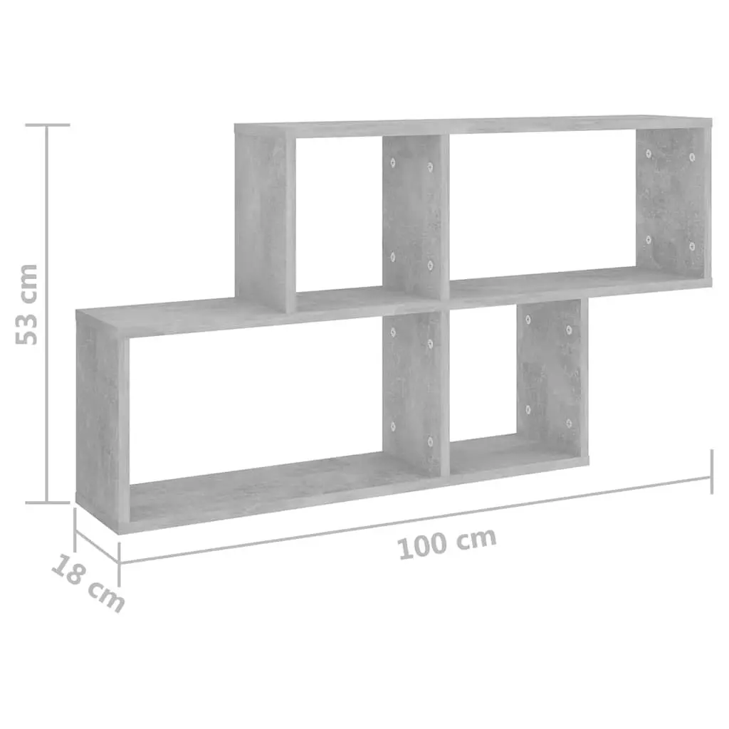 Wall Shelf Engineered Wood 100x18x53cm Concrete Grey Display Storage Organizer