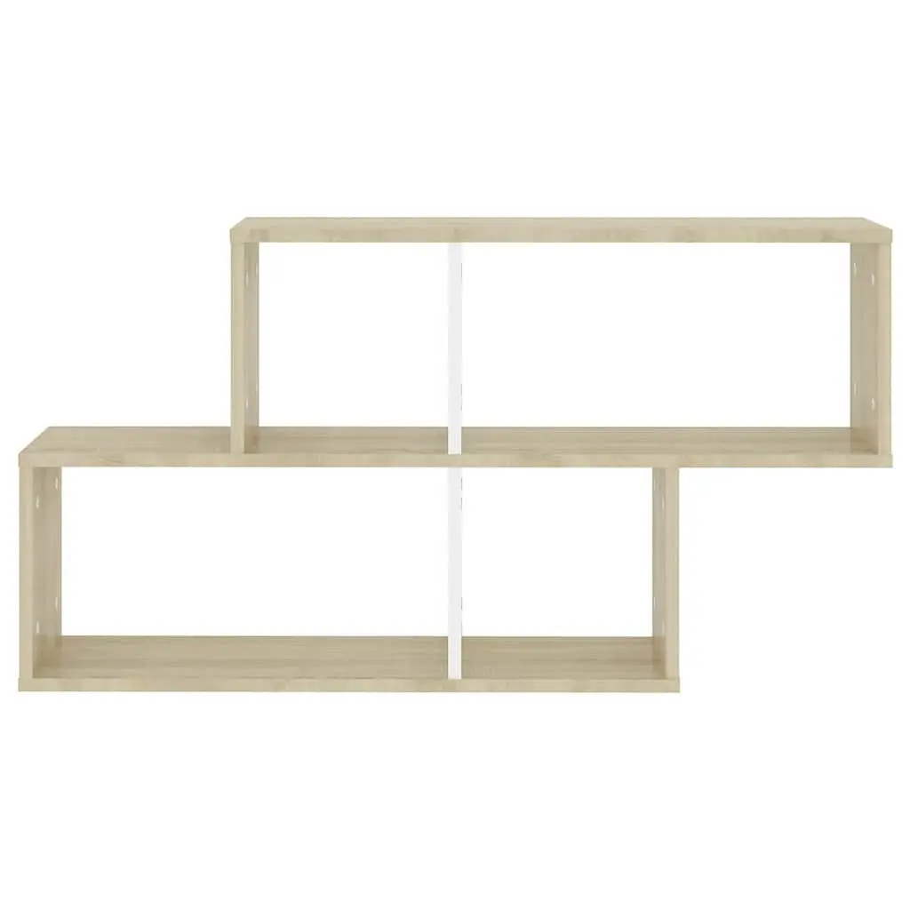Cube Display Storage Wall Shelf in White Sonoma Oak