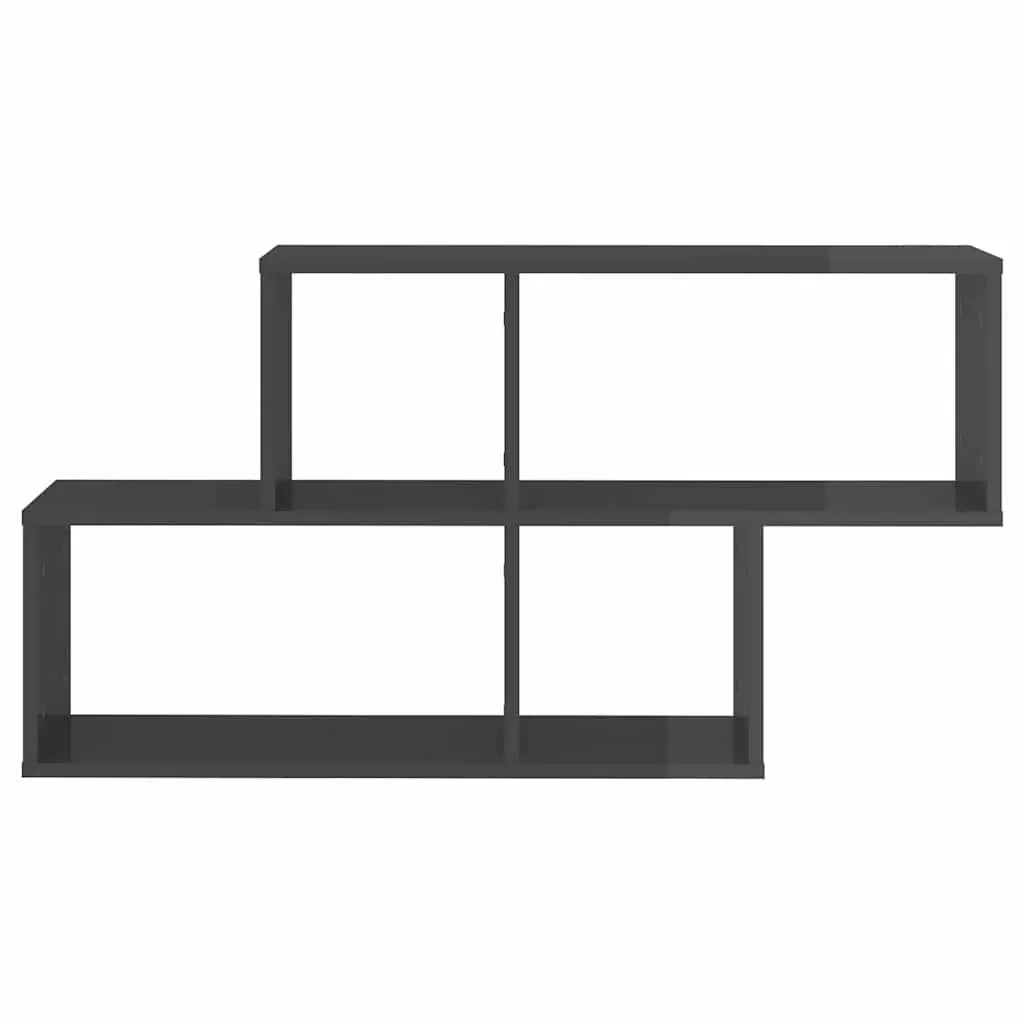 Wall Shelf Grey High Gloss Display Unit Floating Cube Storage Shelving Decor