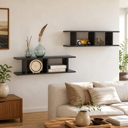 Floating Cube Shelf Set in Grey for Stylish Storage