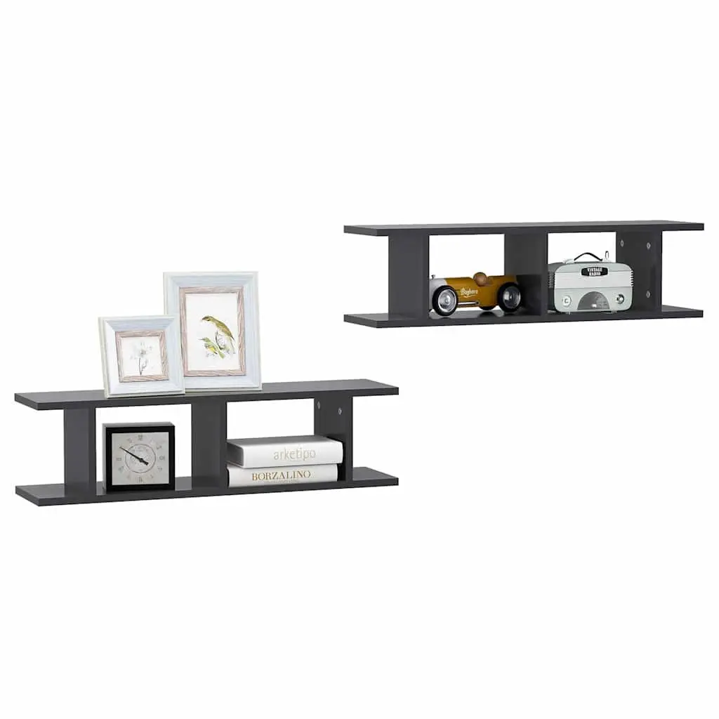 Wall Shelves 2pc Grey Floating Display Cube Shelf Storage Home Decor Living Room