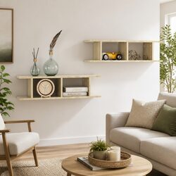 Sturdy Brown Floating Wall Shelves for Display & Storage